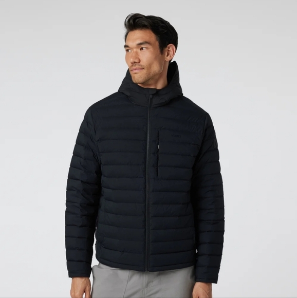 Vuori Black Puffer Jacket with High Collar and Slim Fit - Picture 5 of 7